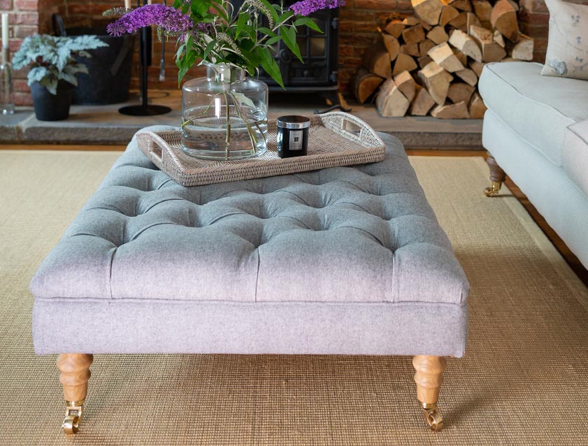 Bedham Footstool in House Wool Mercury